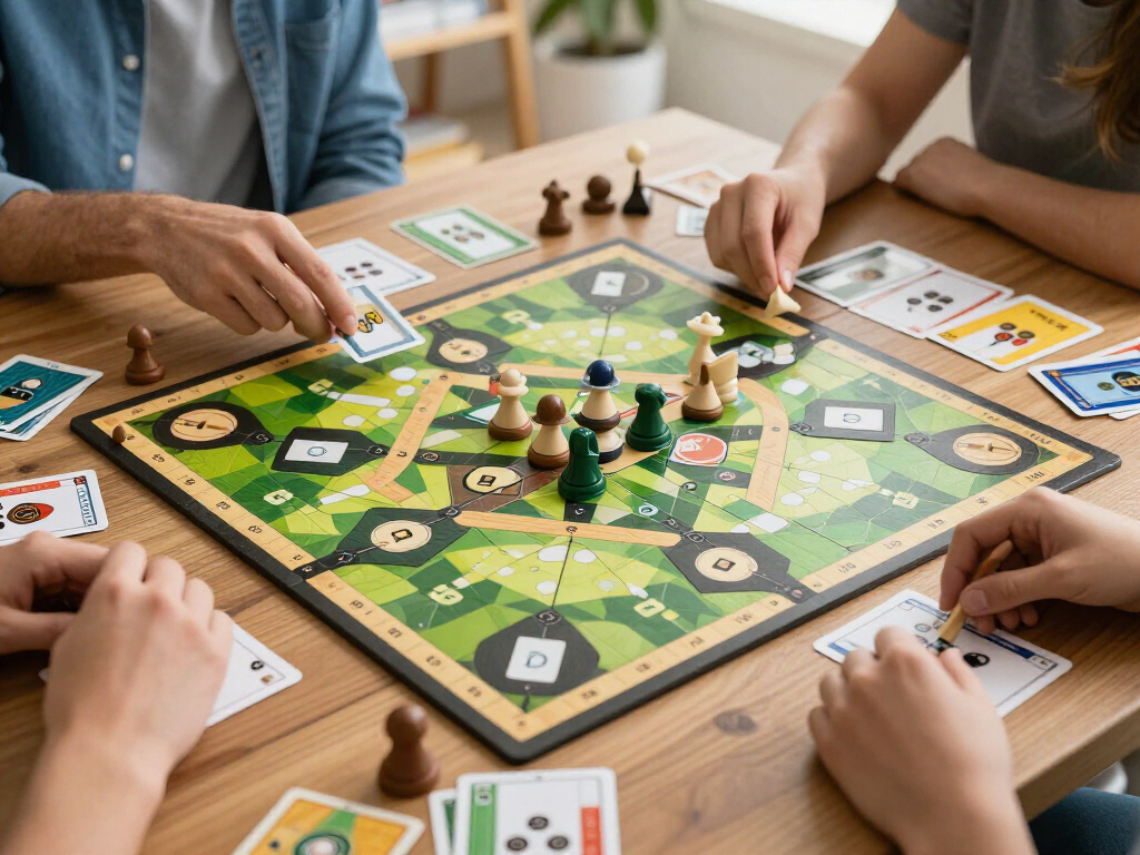 Bordspel met stenen en kaarten