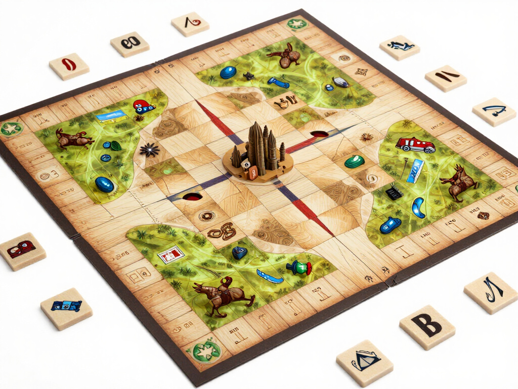 Carcassonne spelbord met landschappen en figuren