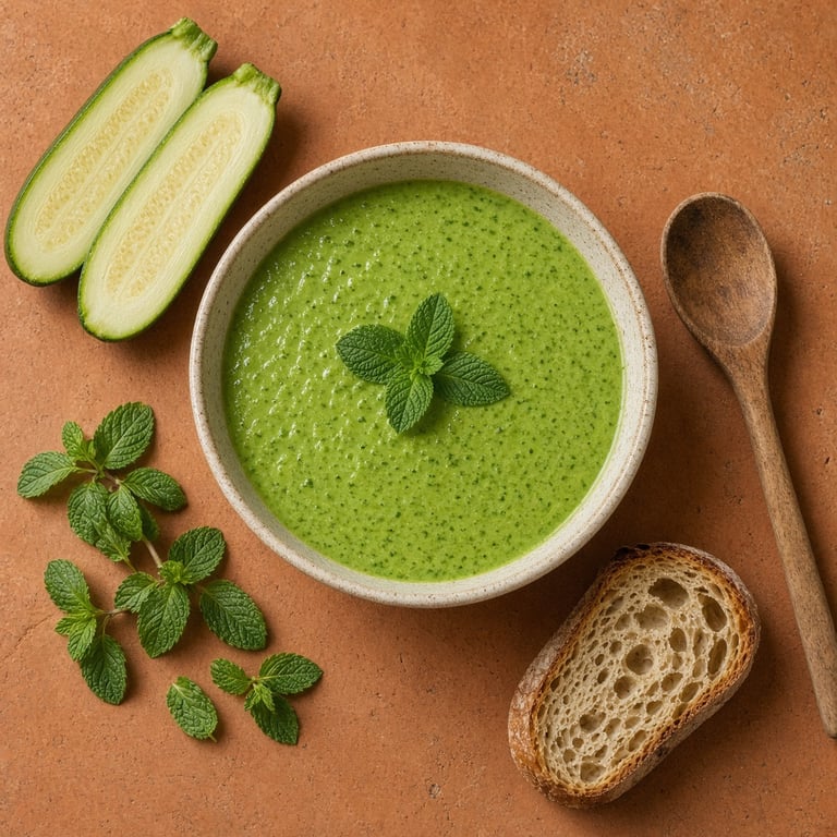 Courgettesoep recept met ui, knoflook en munt