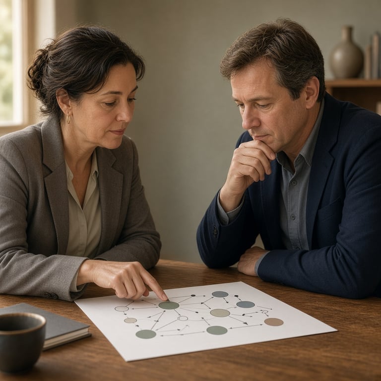 Twee professionals die samen een behandelvraagstuk bespreken