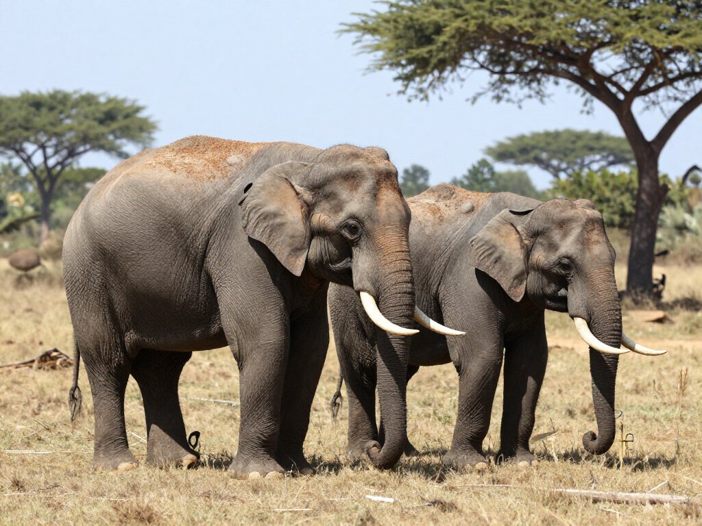 Elefanti che pascolano in un'area protetta