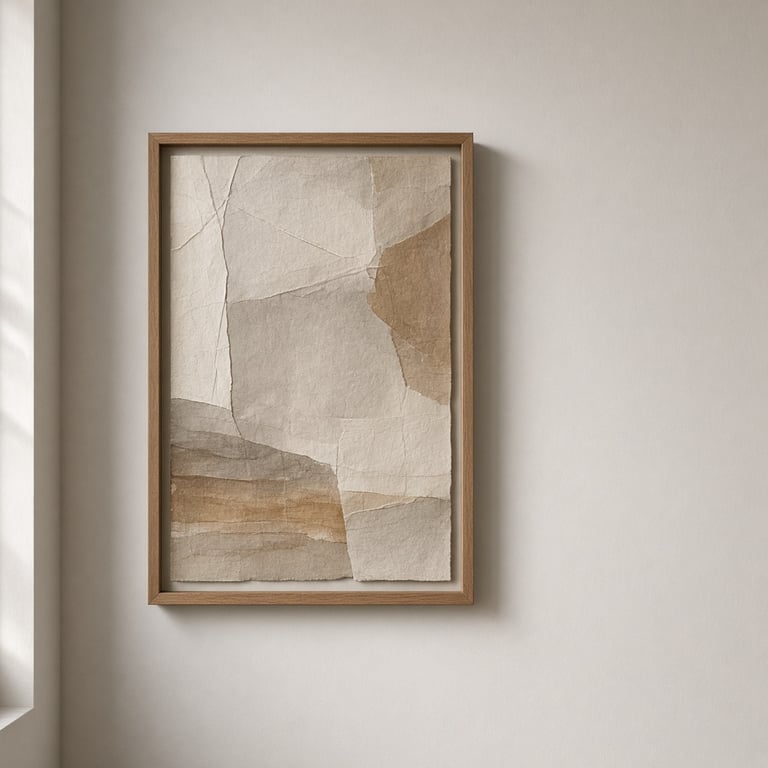 Papierwerk in een rustige ruimte met een houten lijst en zacht natuurlijk licht