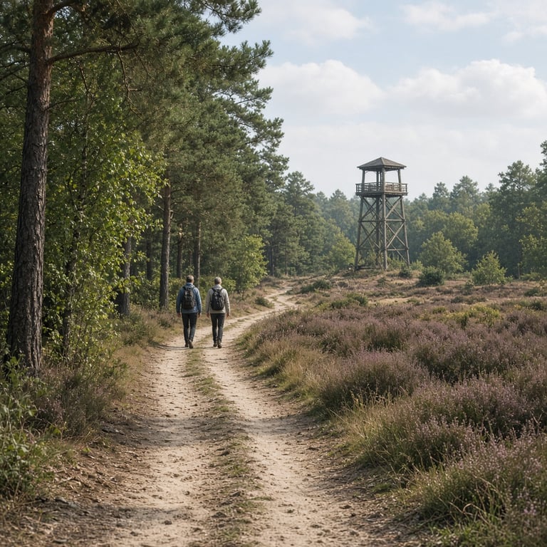 Het groene landschap met bos en heide in de omgeving van Apeldoorn