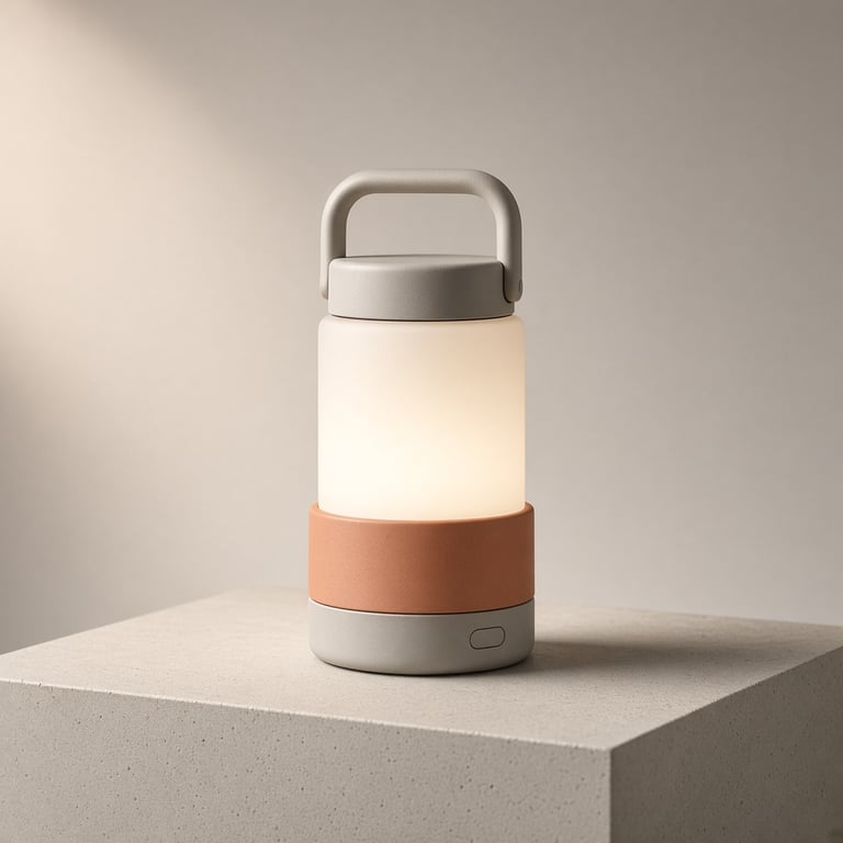 Draagbare Lumen-lamp met terracotta detail