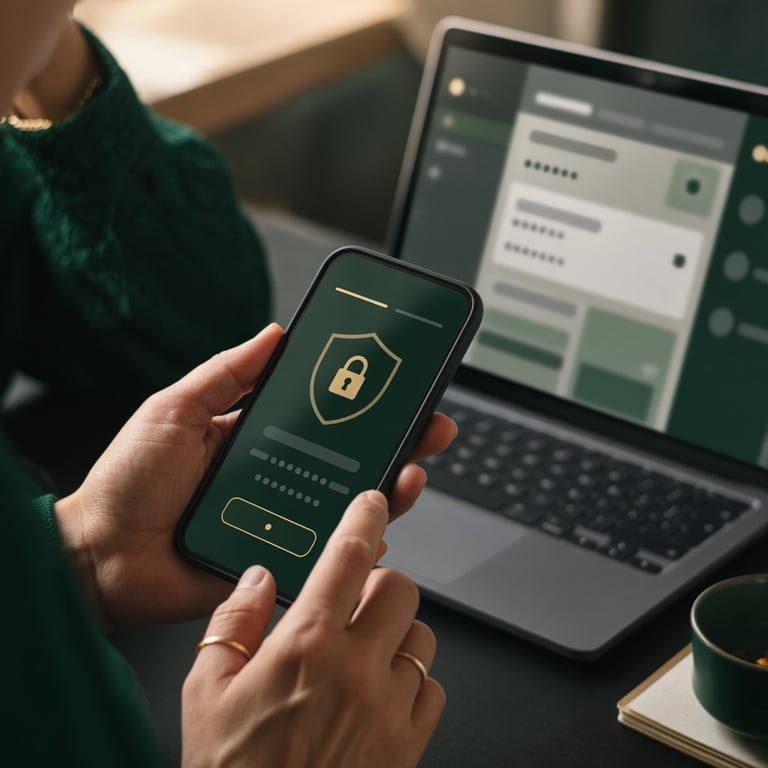 Australian player reviewing a casino banking page beside a phone showing a secure payment screen