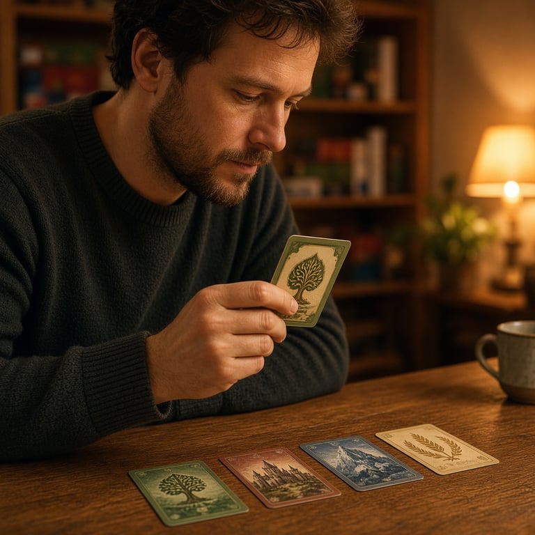 Iemand kiest een bordspel aan tafel