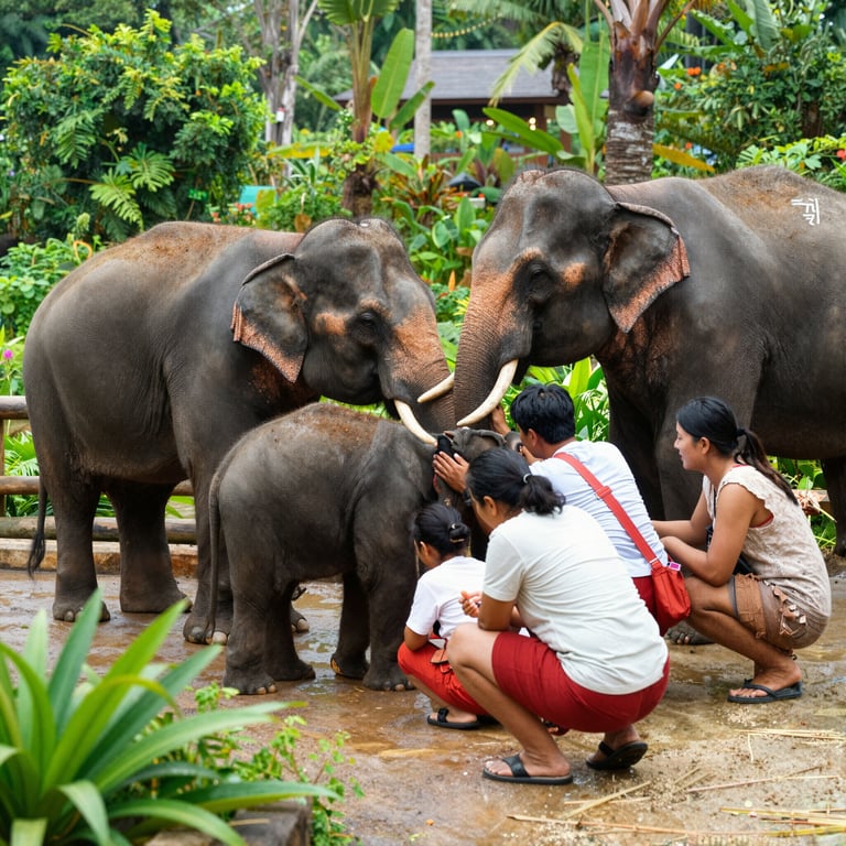 Sforzi dedicati alla cura e al salvataggio della popolazione elefanti in Thailandia