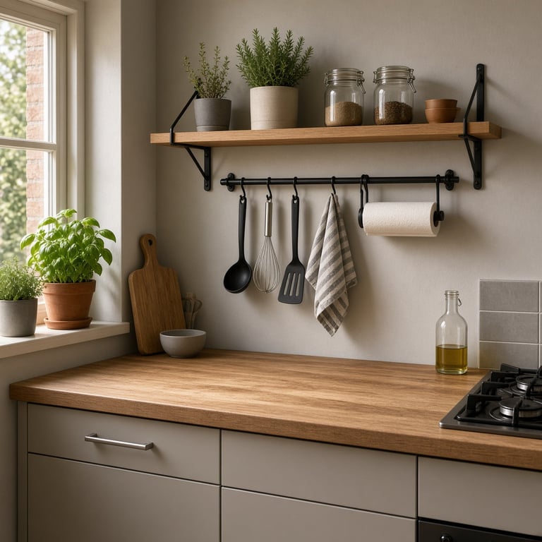 Een kleine Nederlandse keuken met een aangepast IKEA-keukenelement en extra opbergruimte