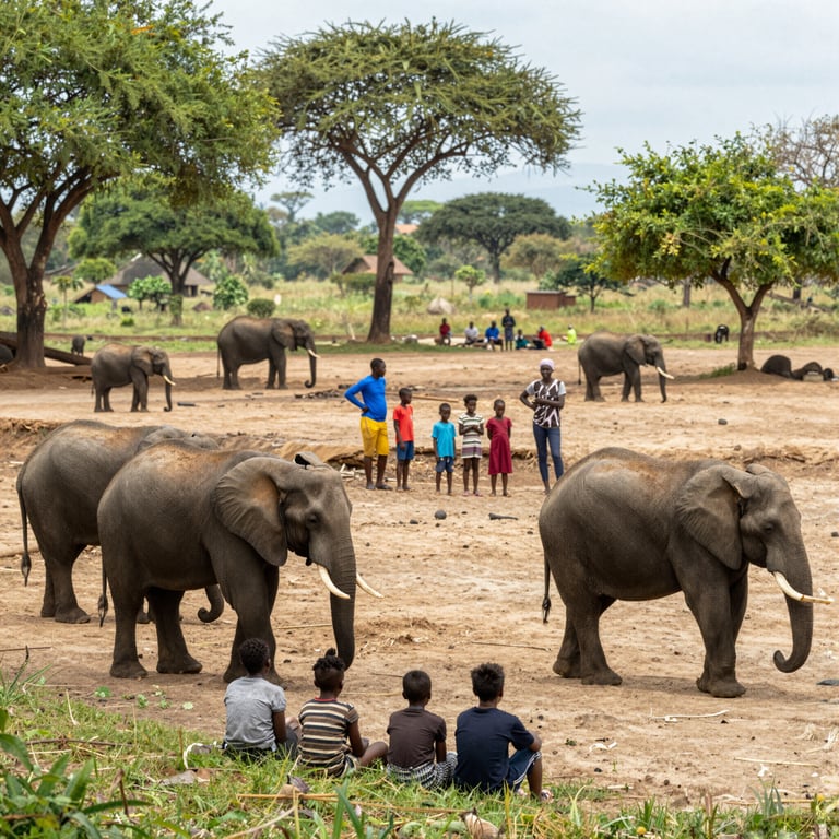 Coesistenza Armoniosa tra Elefanti e Comunità Umane in Azione