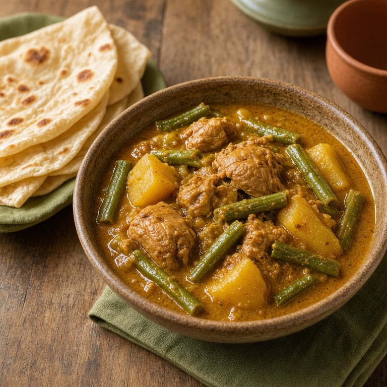 Surinaamse roti met kip, aardappel en kousenband