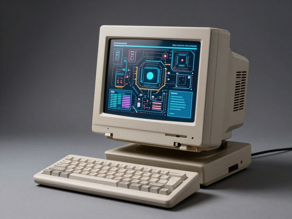 A vintage computer retrofitted with modern components