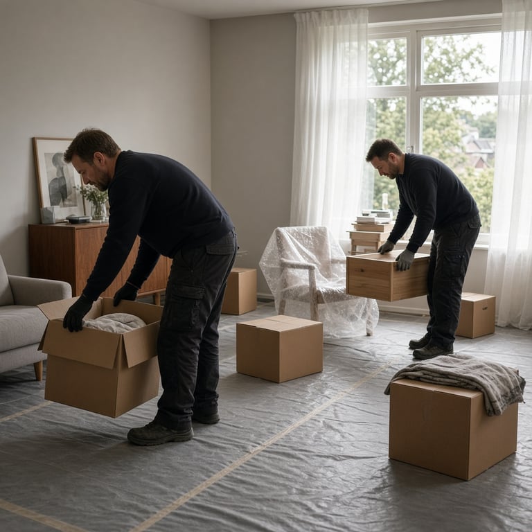 Lichte woonkamer in Apeldoorn die wordt voorbereid op een zorgvuldige woningontruiming