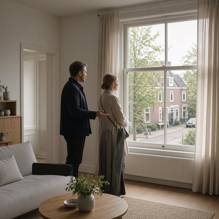Bezichtiging van een lichte woonkamer in een Apeldoornse woning