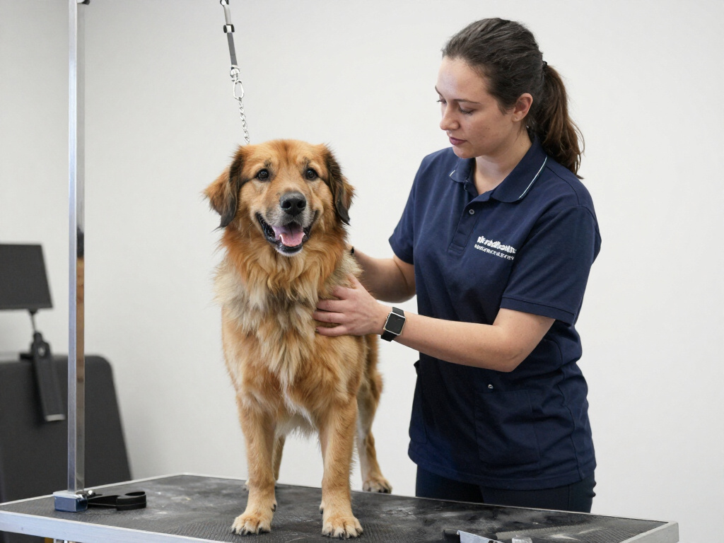 Een foto van een hond die wordt getraind door een professionele trainer