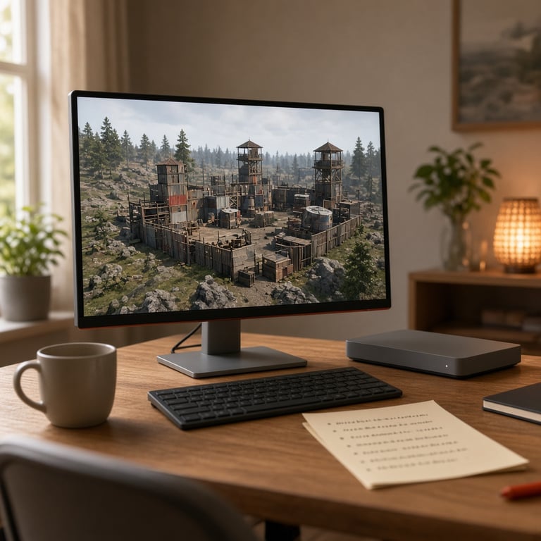 Een overzichtelijke Rust-basis op een testserver met de console gesloten na het controleren van instellingen
