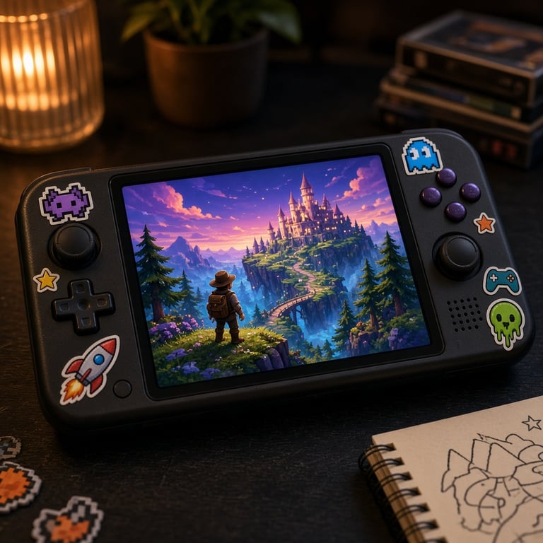 Handheld console met kleurrijke schermgloed