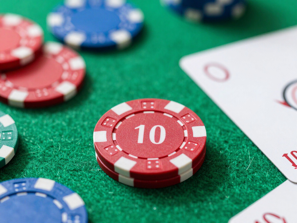 10 dollar chip on a green felt table