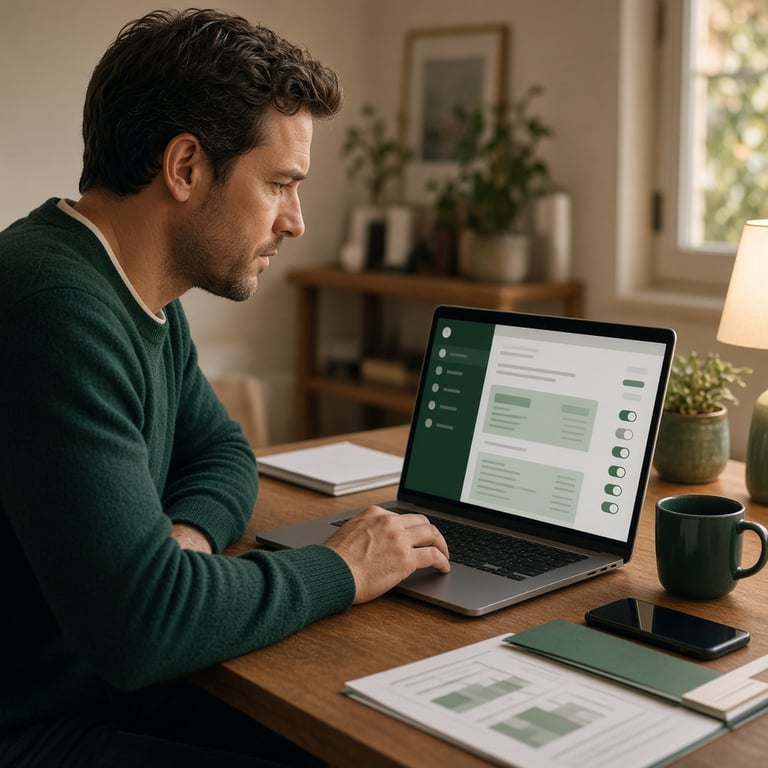 Player reviewing online gambling payment and account security settings at home