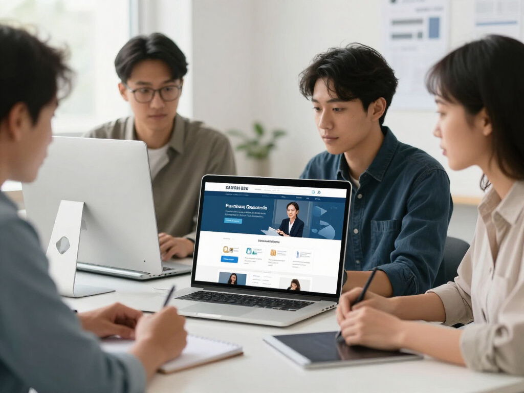 A professional team working on a web design project