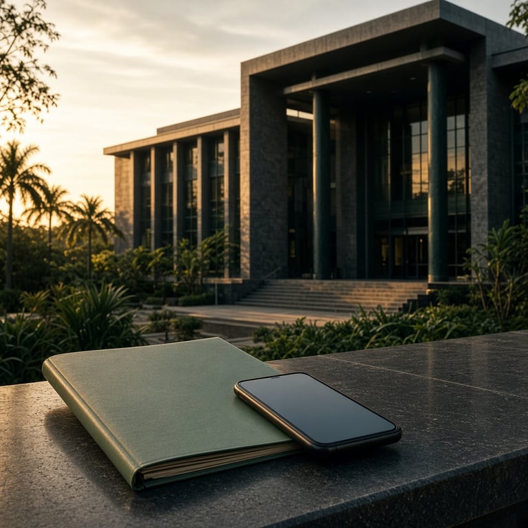 A Northern Territory parliament setting with a policy briefing folder and phone displaying responsible gambling settings
