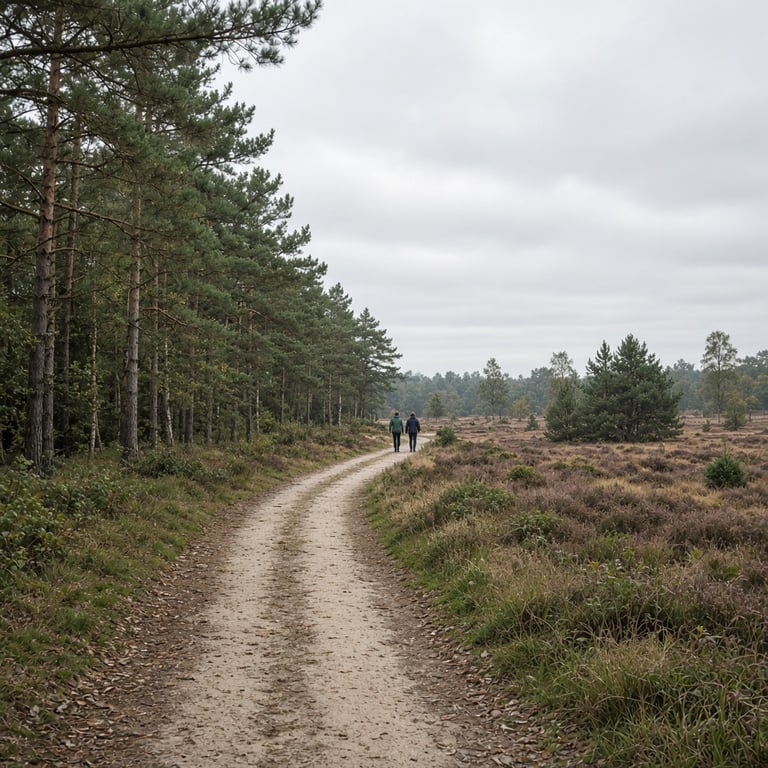 Wandelpad langs bos en open landschap in de omgeving van Apeldoorn