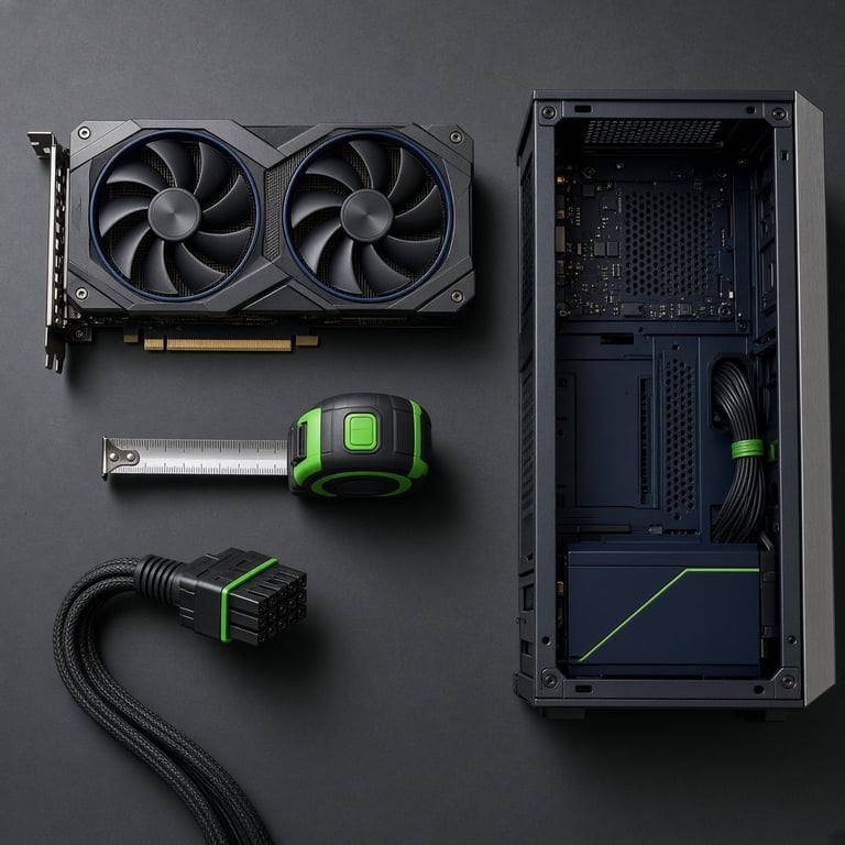 Graphics card and PC components prepared for a GPU compatibility check