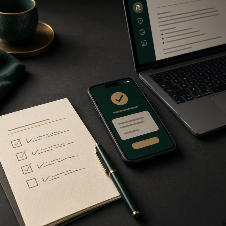 A careful payment checklist with bank transfer details, withdrawal terms and responsible gambling limits on a desk