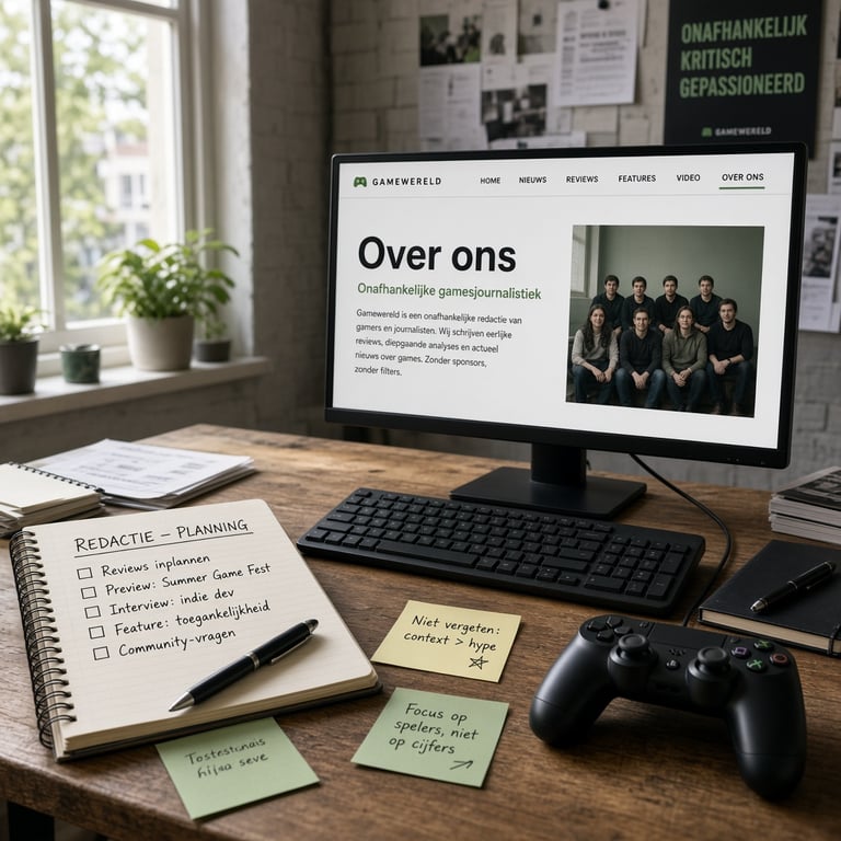 Werktafel van een onafhankelijke gamesredactie