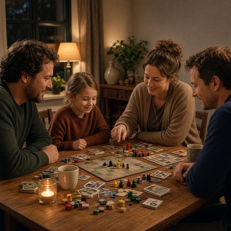 Tien verschillende bordspellen op een houten tafel tijdens een gezellige spelavond