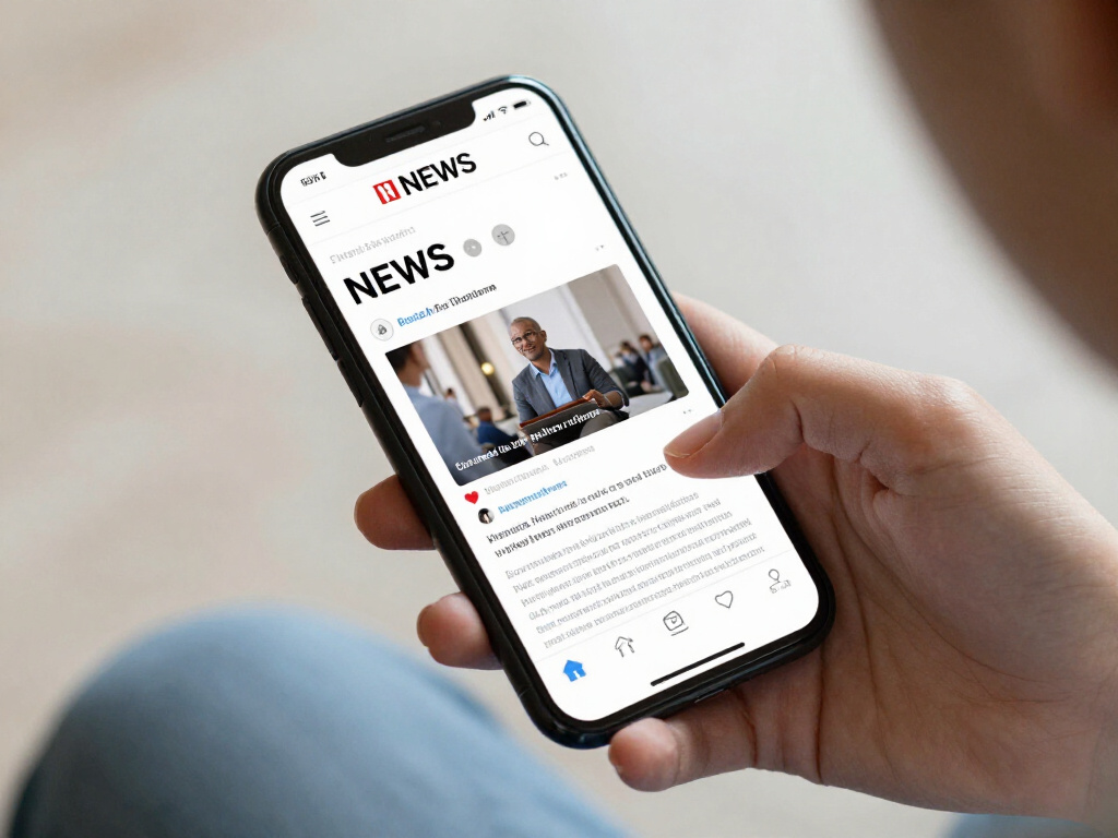 A person reading news on a smartphone