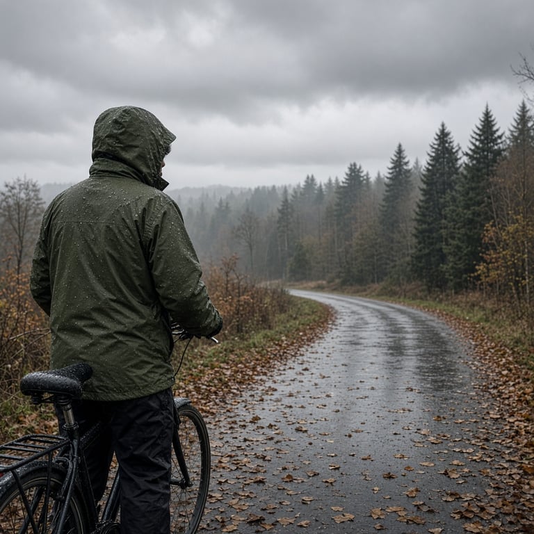 Regenwolken boven een fietsroute in Apeldoorn met de Veluwe op de achtergrond