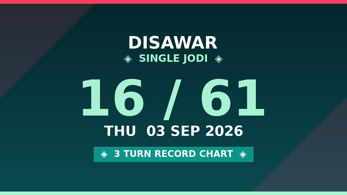 DISAWAR 16 Jodi Trick — 3 Turn Matka Chart Scheme by Rohit