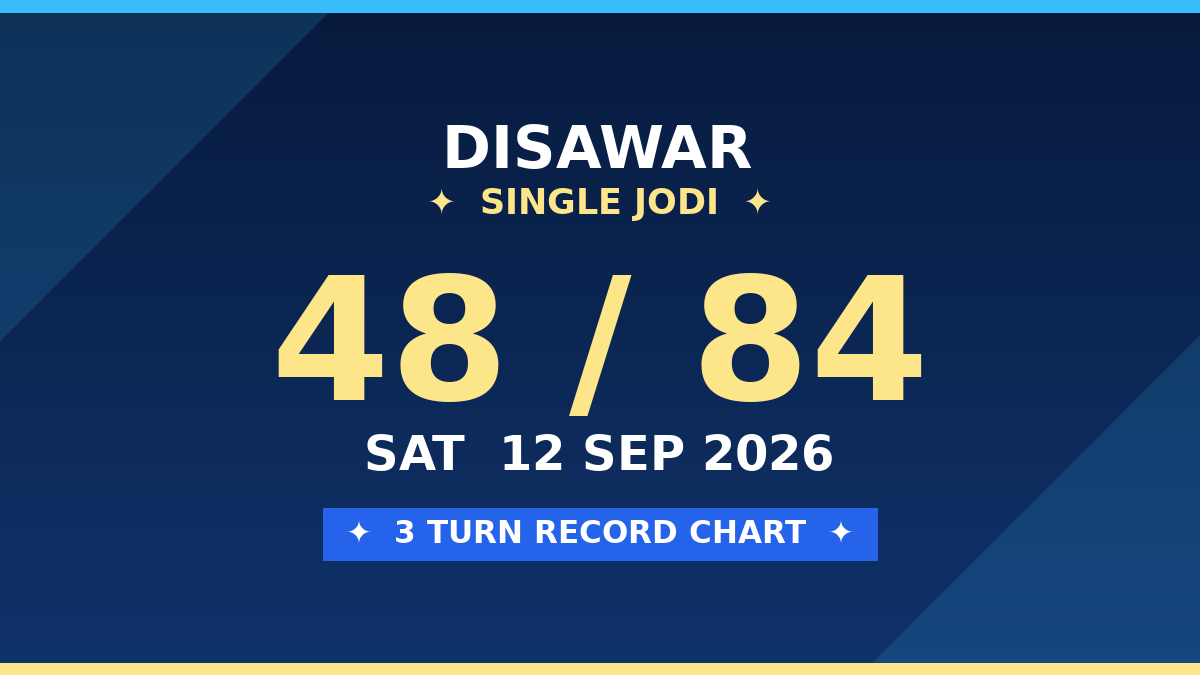 DISAWAR Matka 48 Jodi Chance — 3 Turn Chart Scheme by Prof S.K. Jain