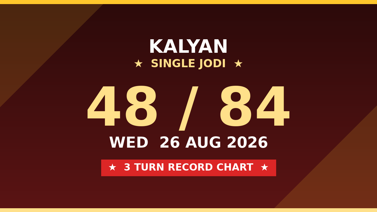 KALYAN Single Jodi 48 Chance — 3 Turn Record Chart Scheme by Kesar Dadus