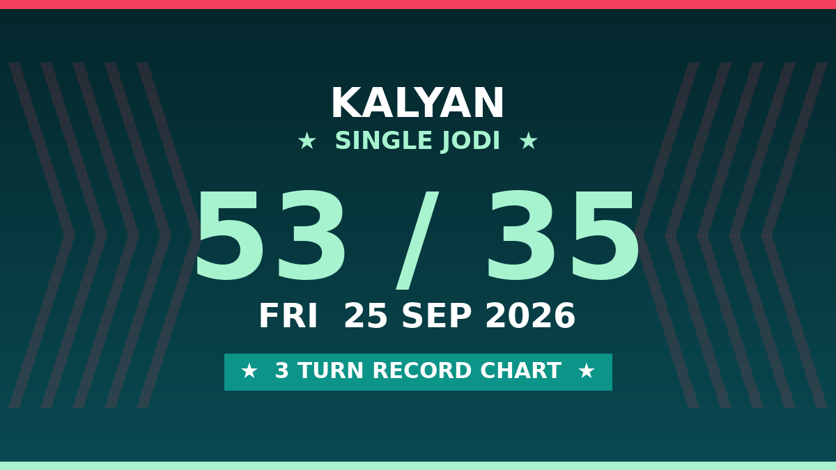 KALYAN Matka 53 Jodi Chance — 3 Turn Chart Scheme by Rohit