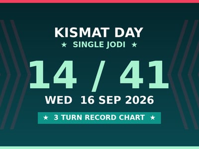 KISMAT DAY Single Jodi 14 Chance — 3 Turn Record Chart Scheme by Kesar Dadus