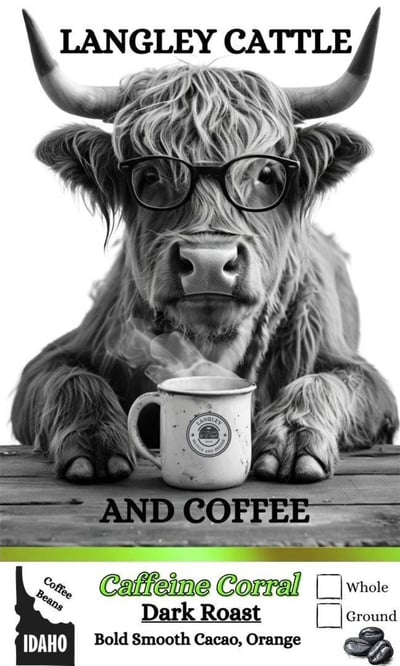 Caffeine Corral – Dark Roast – Bold Smooth Cacao, Orange.
