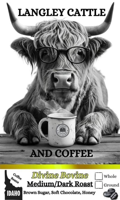 Divine Bovine – Medium/Dark Roast – Brown Sugar, Soft Chocolate, Honey