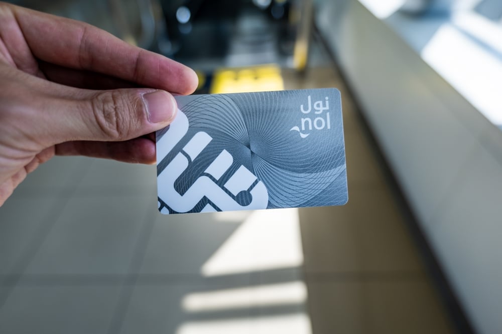 Photo of the Dubai Metro Nol Card, an electronic ticketing card for easy navigation.