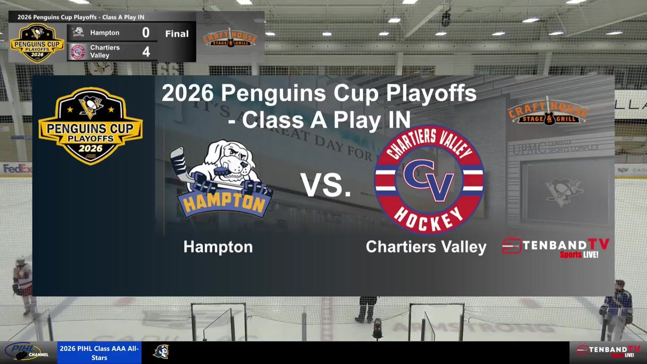 HIGHLIGHTS - Tues Feb 24 - Hampton vs Chartiers Valley  -  2026 Penguins Cup Playoff - Class A Play-in Round