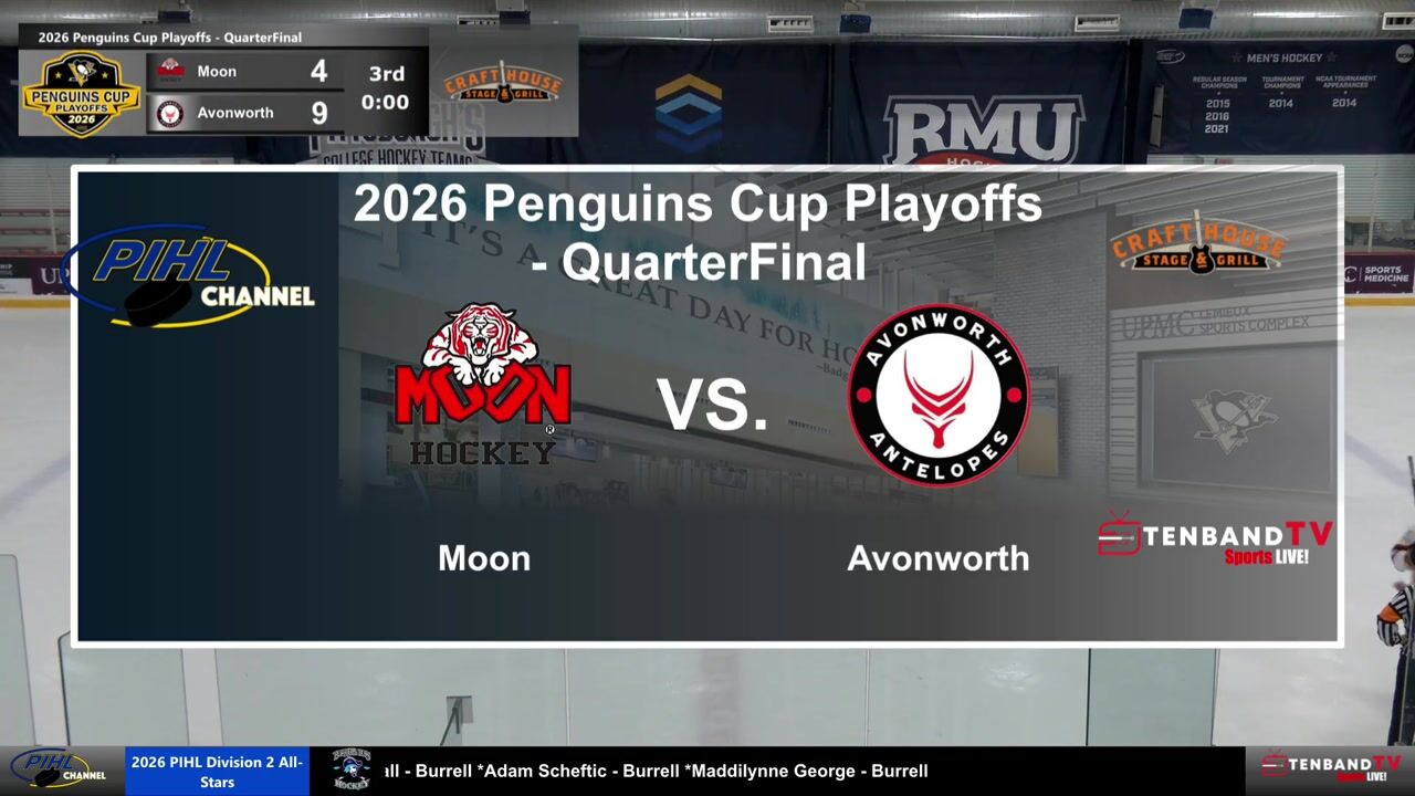 HIGHLIGHTS - Mon Mar 2 - Moon vs Avonworth  -  2026 Penguins Cup Playoff Quarterfinal