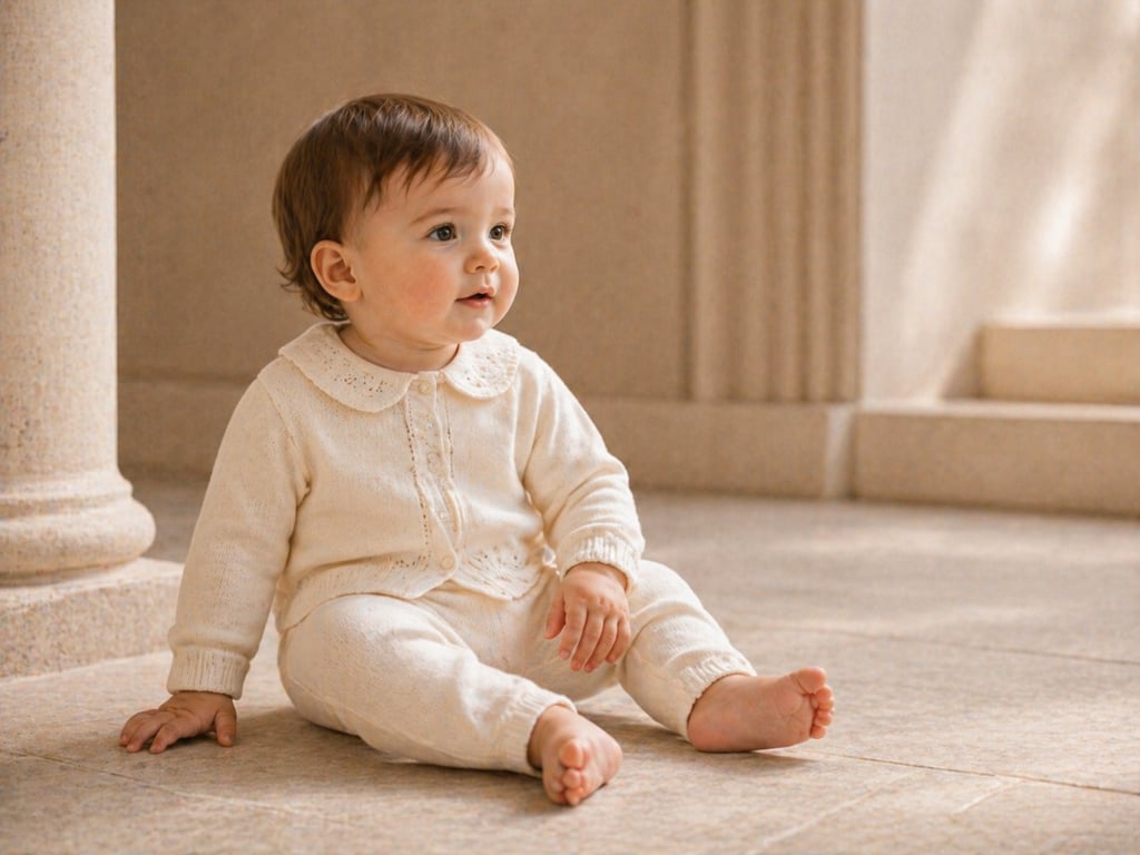 Cream knit set for a baby