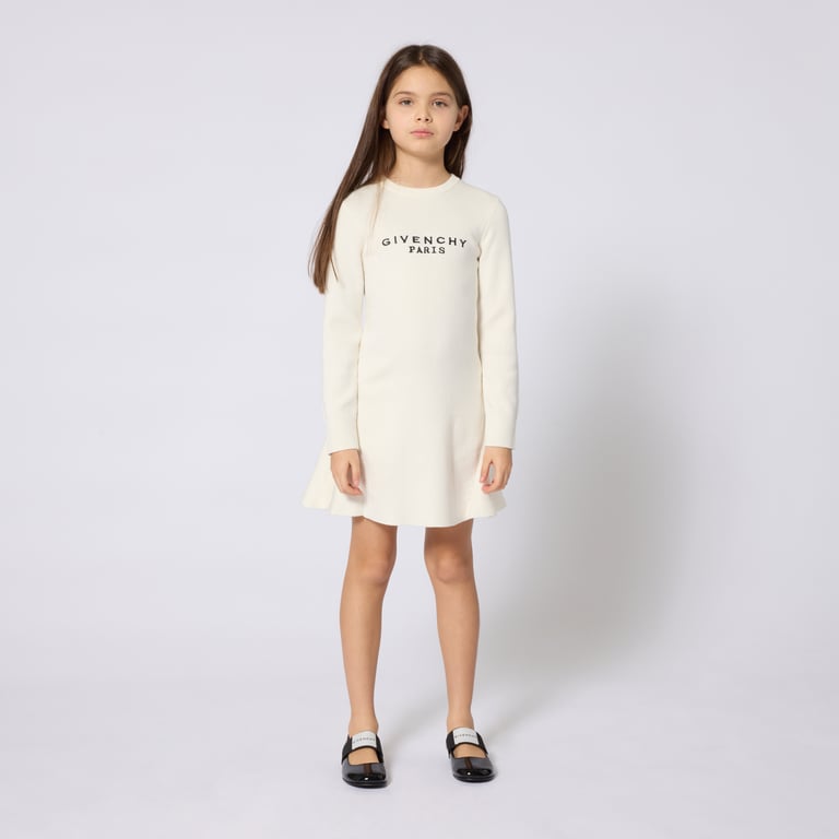 Camel linen dress on a young girl