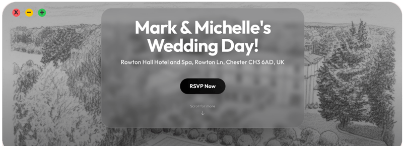 Wedding website with schedule, menu, and RSVP