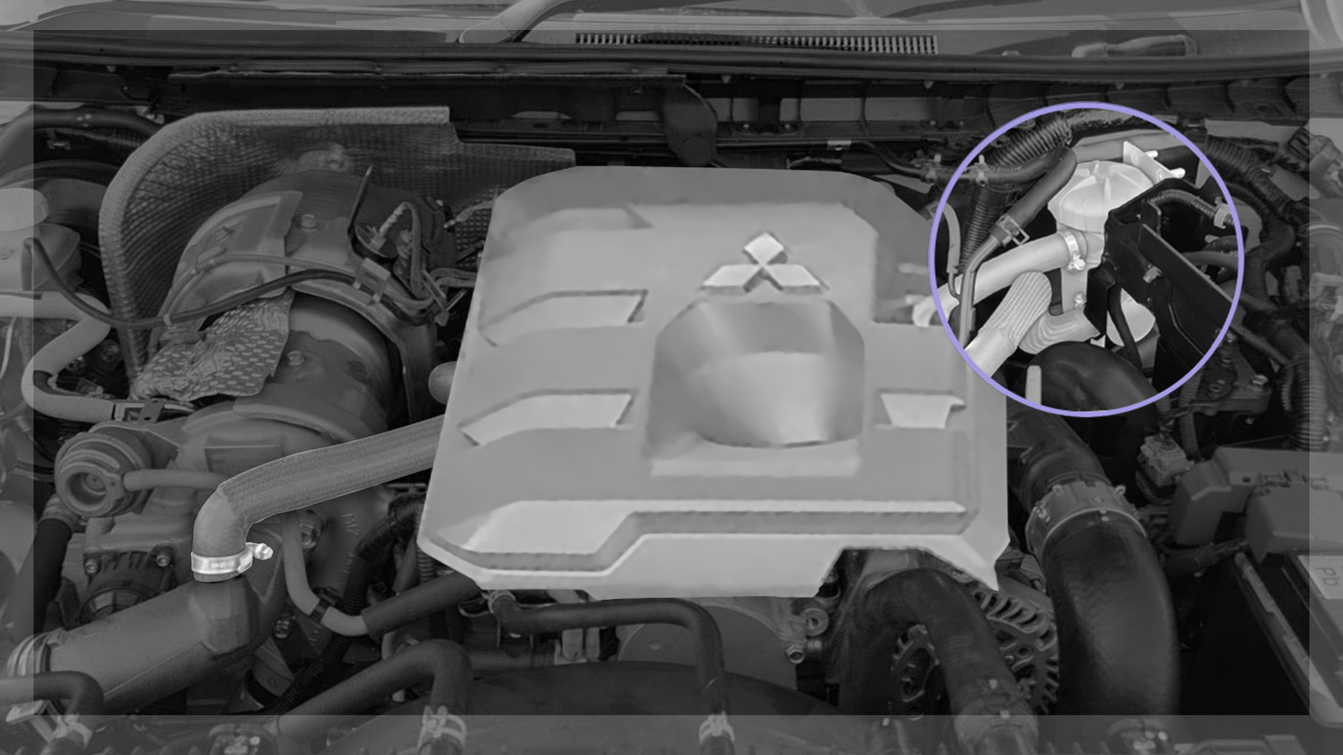 ProVent 200 Catch Can Dual Bracket Kit installed in Mitsubishi Triton MV 2.4L engine bay (OS-PROV-53)