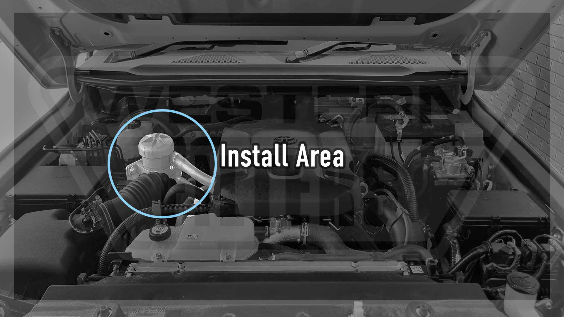 ProVent 200 catch can kit installed in Toyota LandCruiser Prado 250 engine bay (OS-PROV-56)