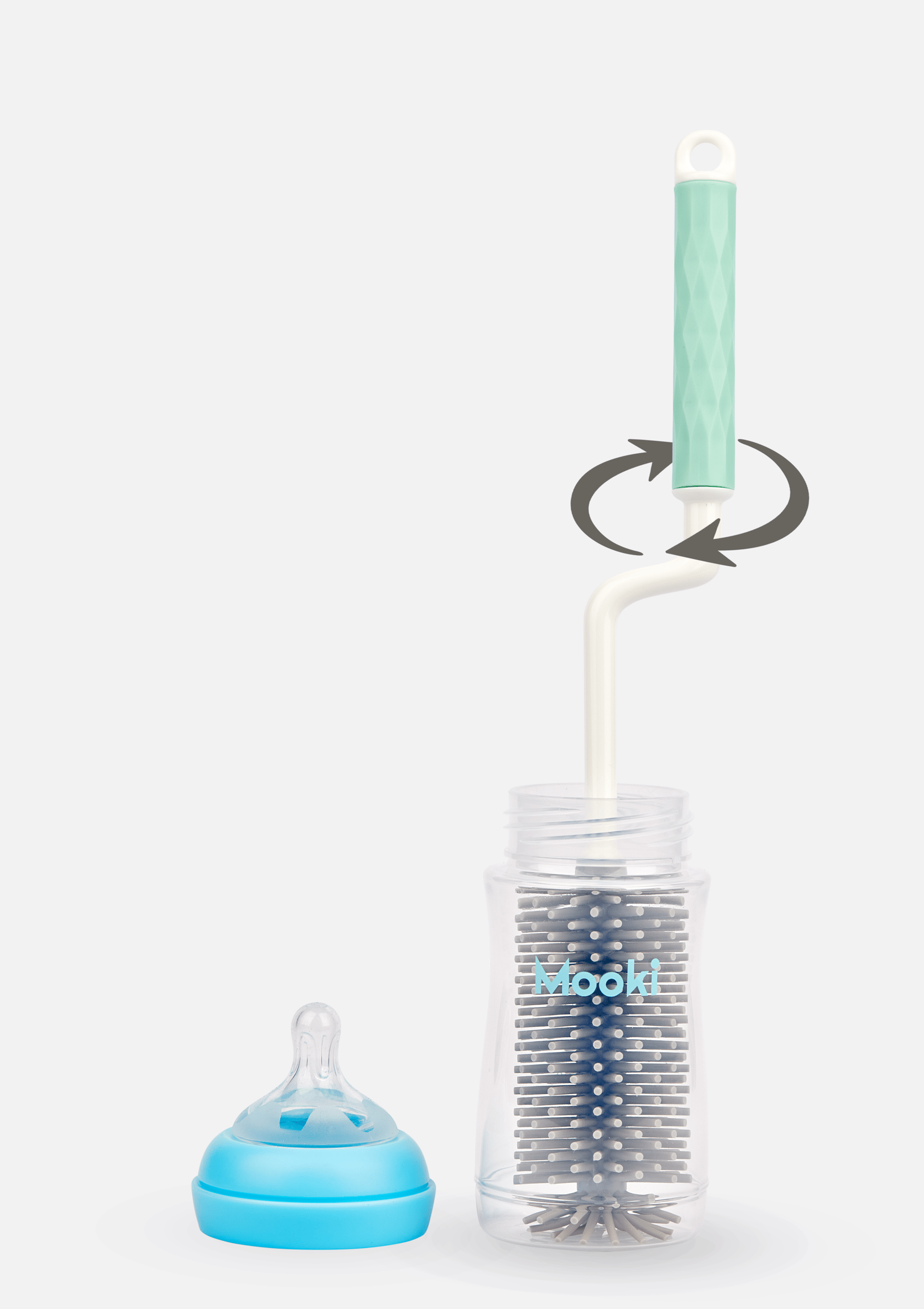 No Mo’ Splash Silicone Twist Handle Bottle Brush Set 2