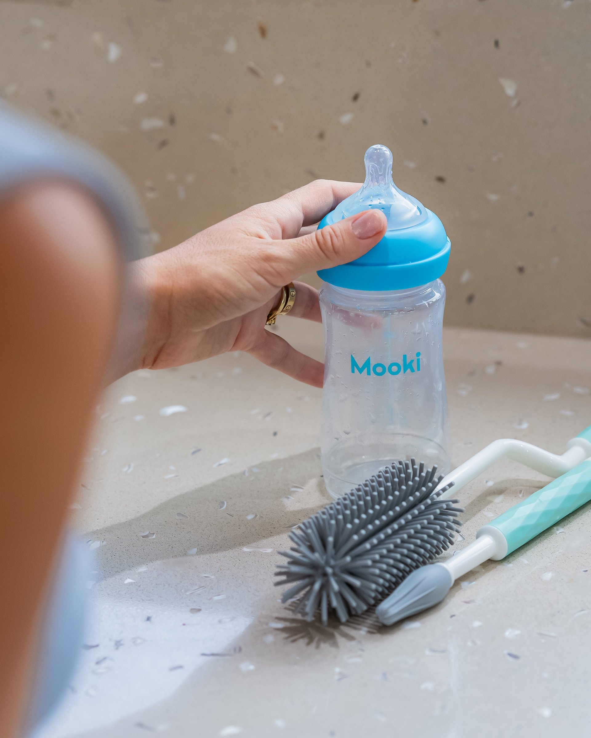 No Mo’ Splash Silicone Twist Handle Bottle Brush Set 3