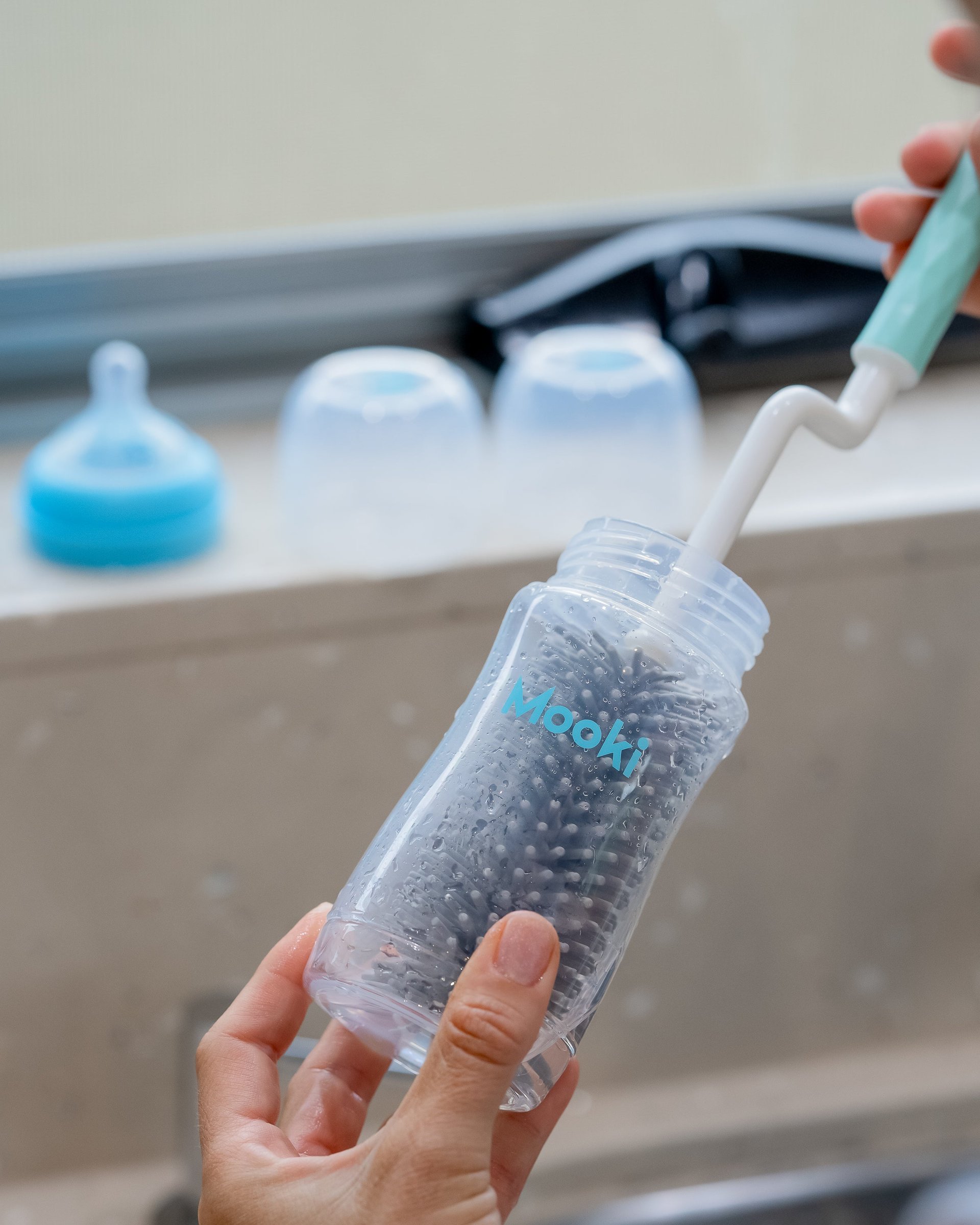 No Mo’ Splash Silicone Twist Handle Bottle Brush Set 5