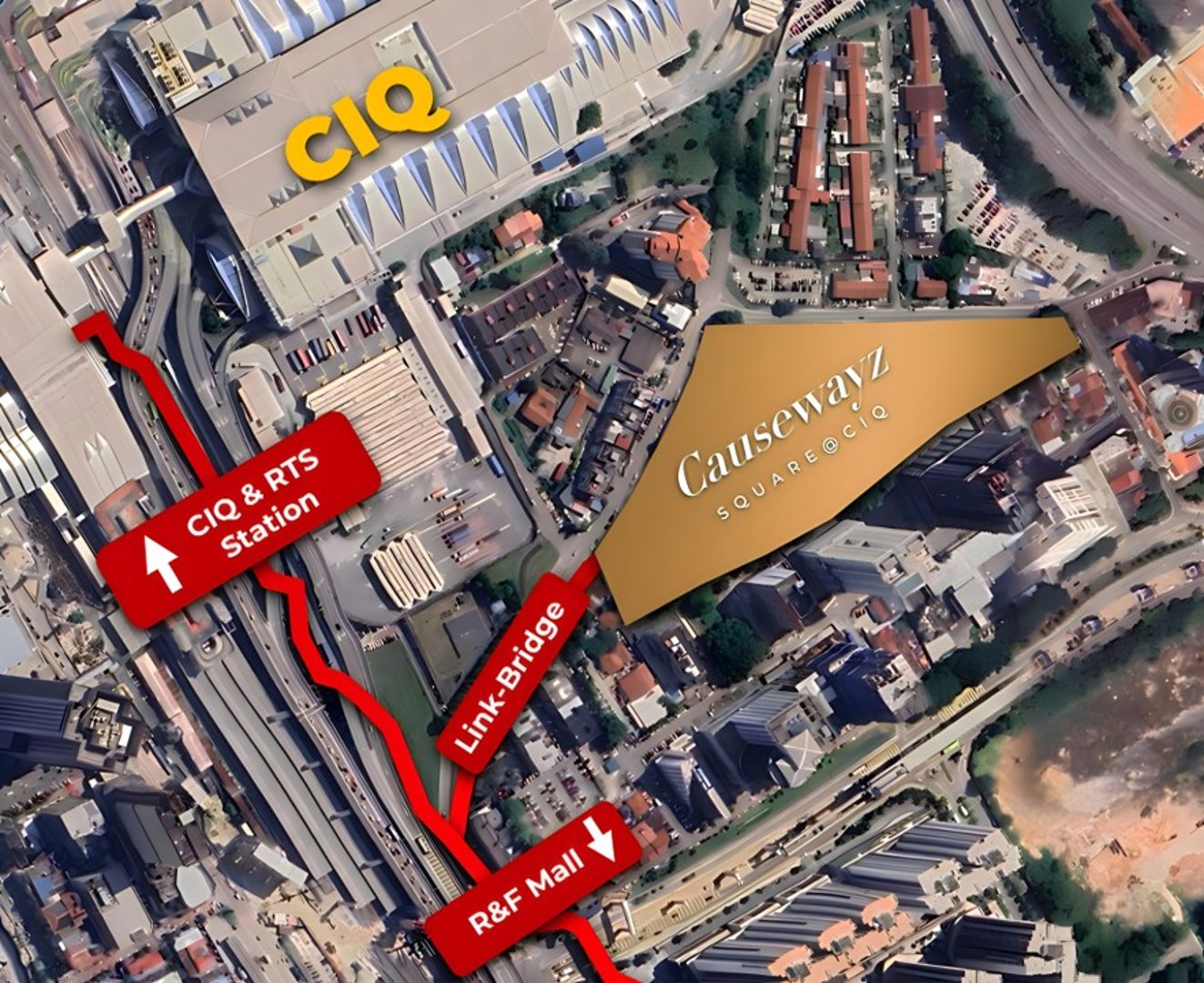 Causewayz Square @ CIQ/RTS, Aerial View of link bridge connection